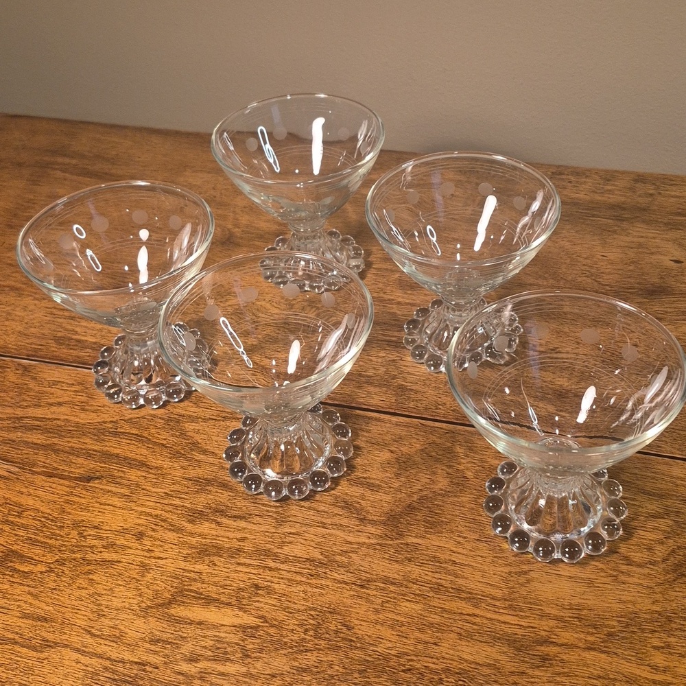 ANCHOR HOCKING Vintage Berwick "Boopie" Glasses Etched Circles and Bands, Set 5 - Picture 10 of 14